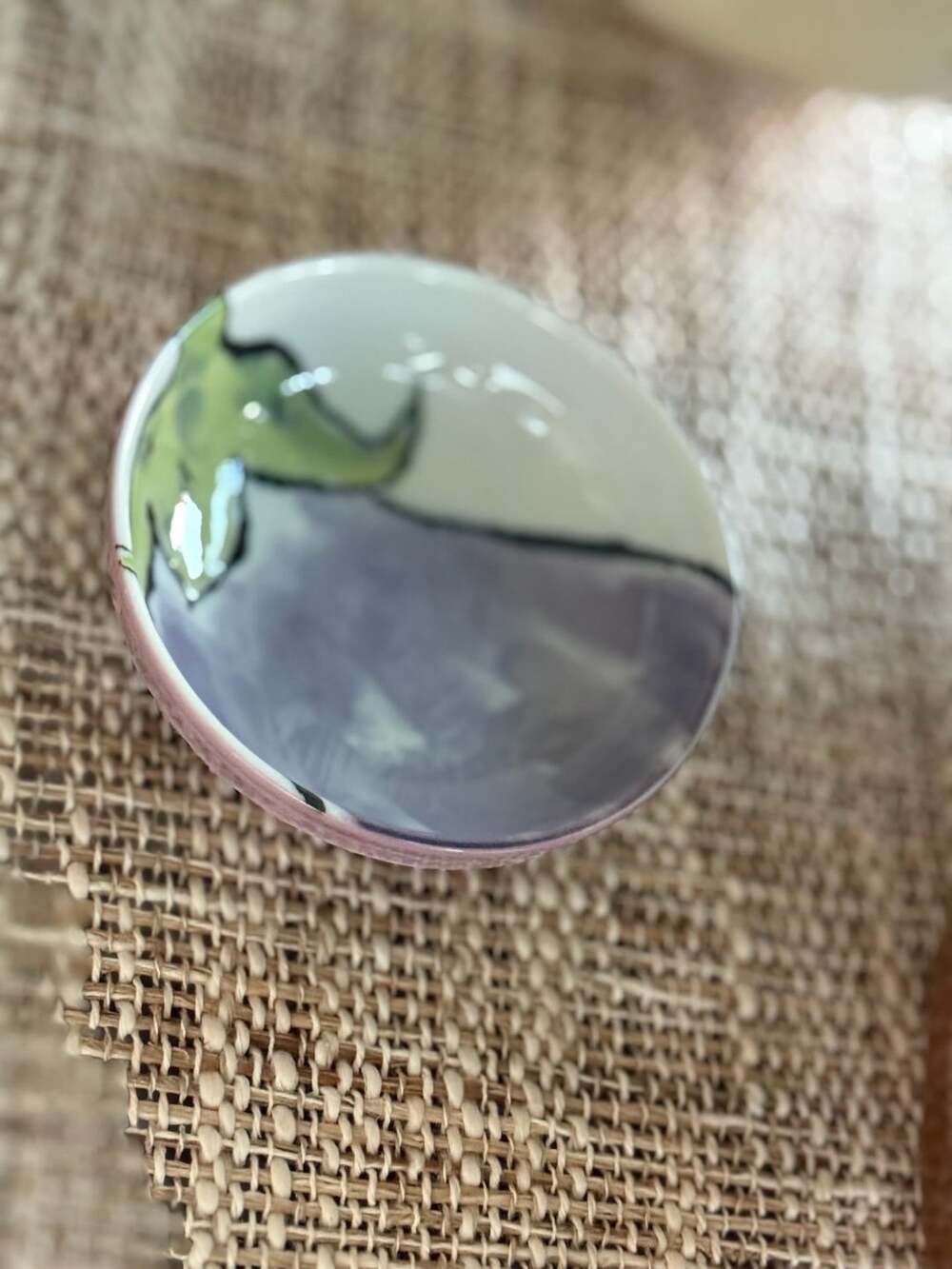 Handcrafted Mino Ware Eggplant-Shaped Ceramic Dipping Sauce Dish